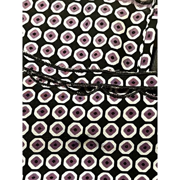J. Crew 100% Silk Women's Size 4 Top Purple Black Cut out Neck Silk Blouse Excel - Picture 3 of 7